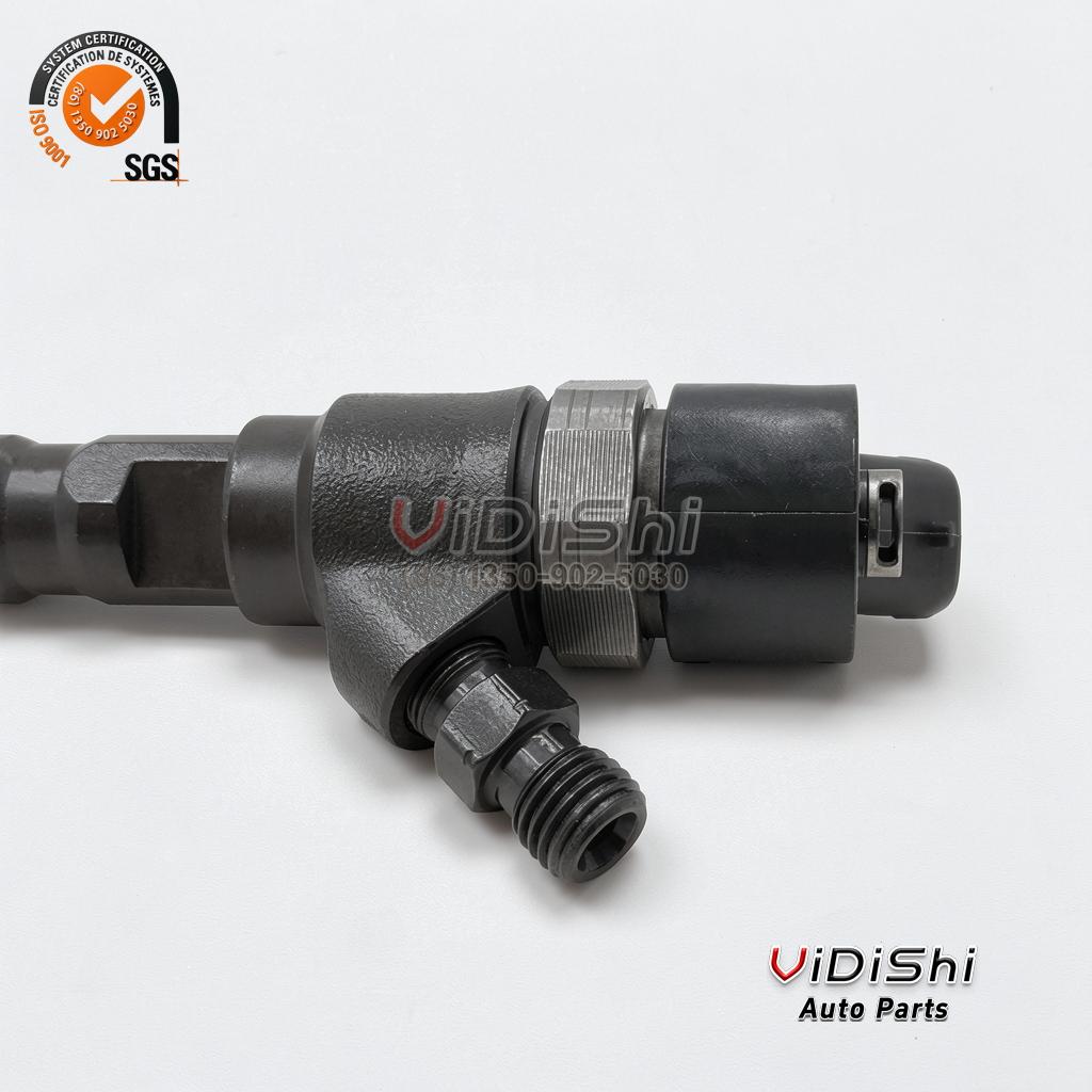 All Products 6 A 0445110464 injector angled to show the threaded inlet union, the electrical connector and the spray tip