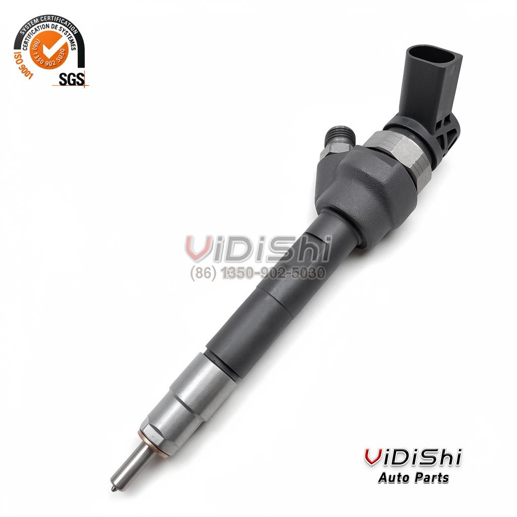 0445110478 Injector Replacement for BMW N47 N57 Diesel 3 A 0445110478 injector laid horizontally on its side, showing the full body profile