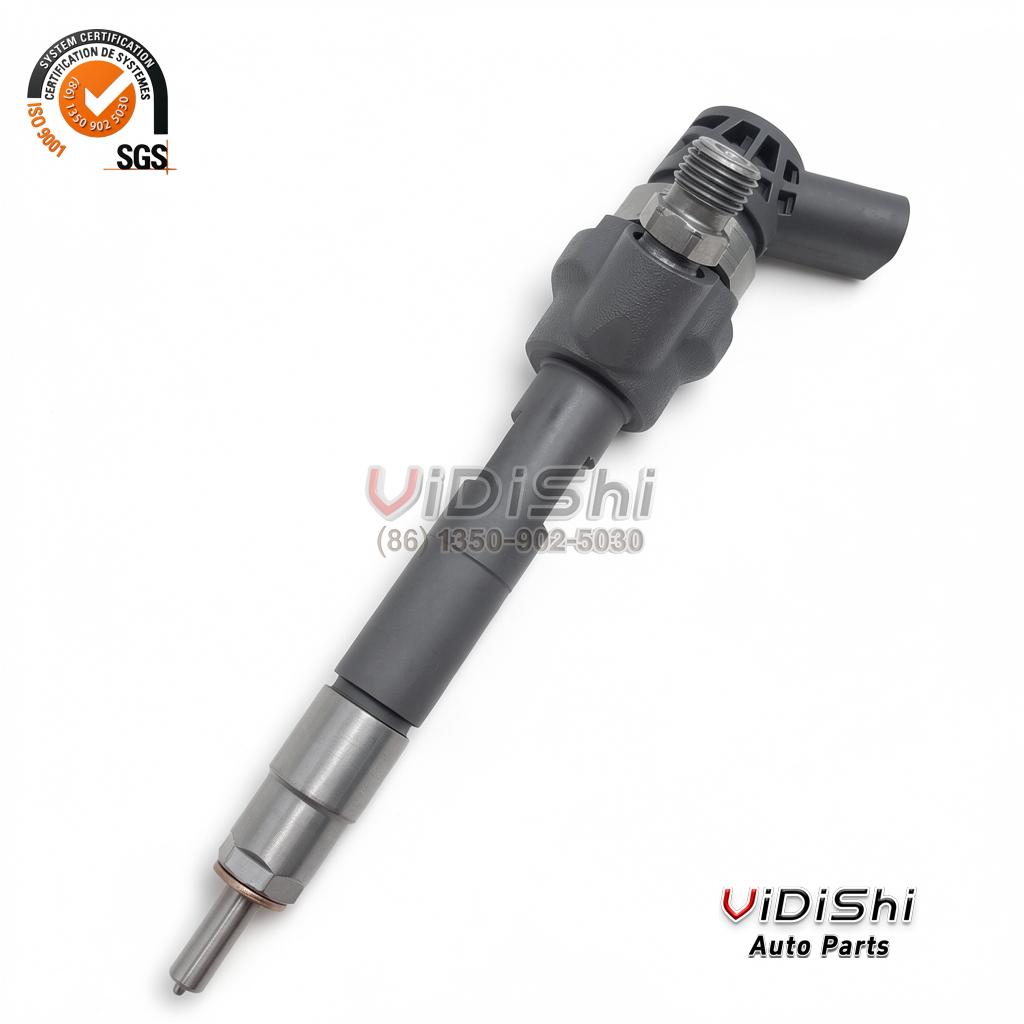 0445110478 Injector Replacement for BMW N47 N57 Diesel 2 A 0445110478 diesel injector standing vertically with the nozzle end pointing upwards