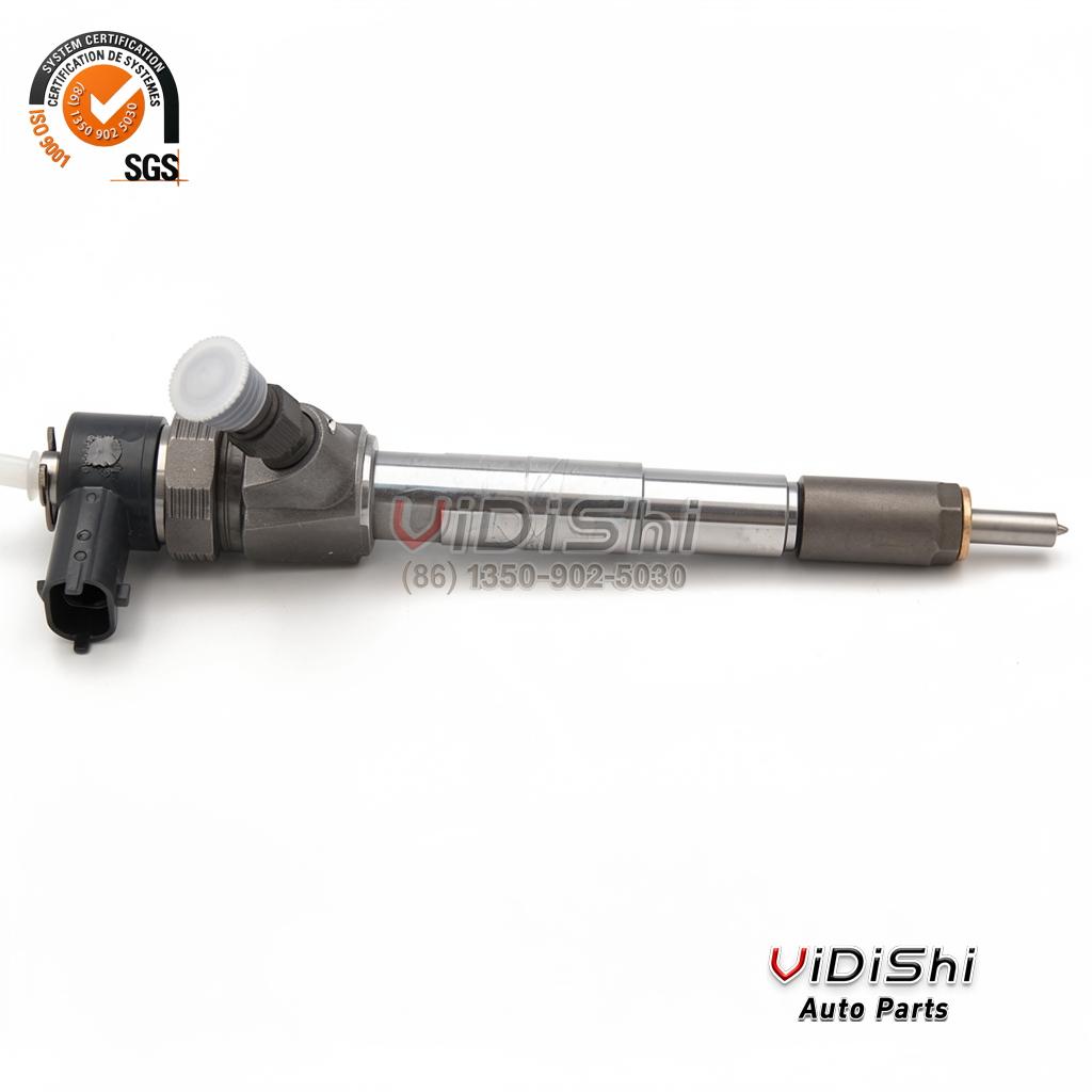 All Products 14 0445110485 injector lying flat, connector left and nozzle right