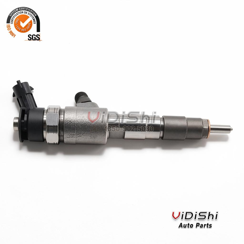 0445110489 Common Rail Injector for Ford 1.5 1.6 TDCi 5 0445110489 injector laid flat, full length horizontal