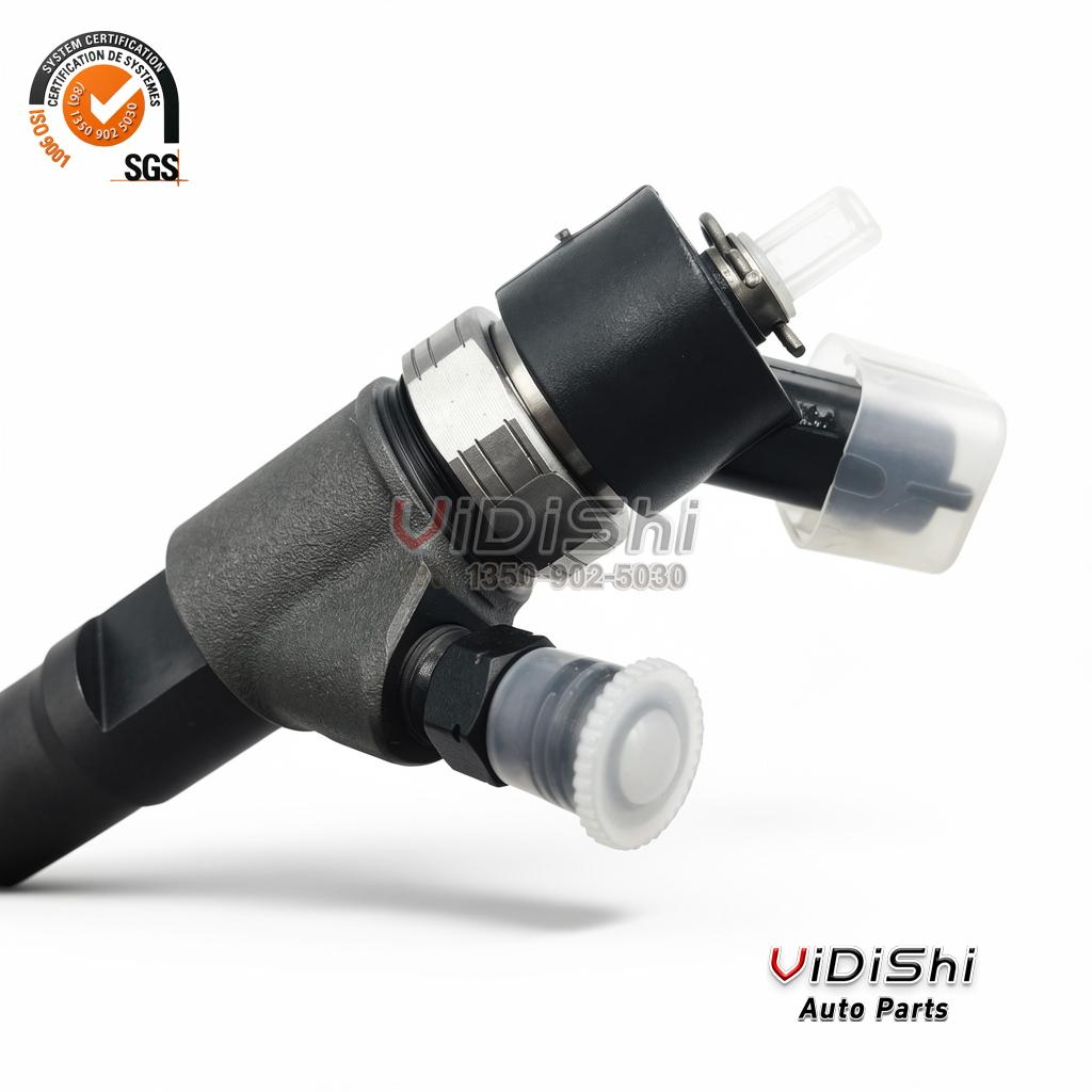 All Products 7 A 0445117077 injector angled to show the threaded inlet union and the solenoid head together