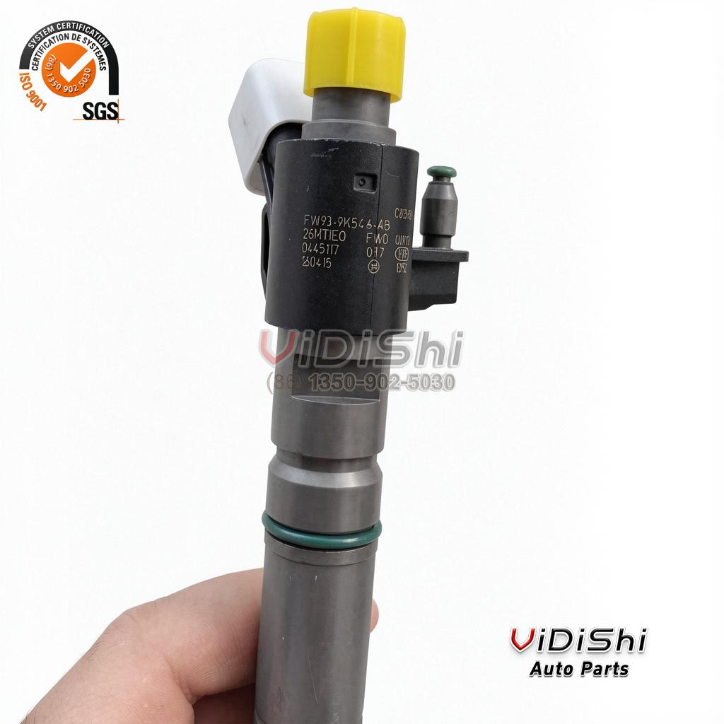 0445117077 Injector for Ford F150 3.0 Power Stroke Diesel 2 Close view of a 0445117077 injector body carrying the lazer stamped number and the batch code