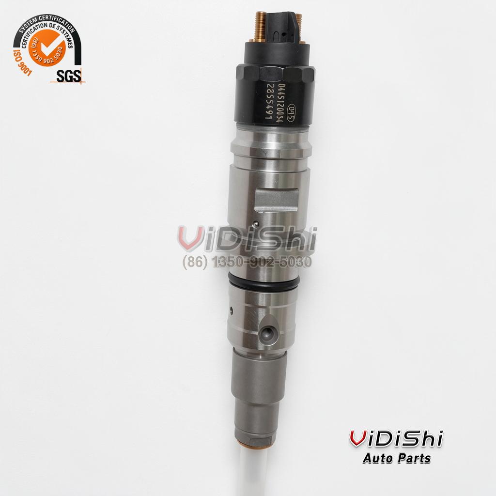 0445120054 Common Rail Diesel Fuel Injector for IVECO EuroCargo and Tector, Bosch CRIN2 Replacement 6 Close-up of compatibility diesel injector 0445120054 OE marking stamp on the housing, interchange 2855491 and DTS lot
