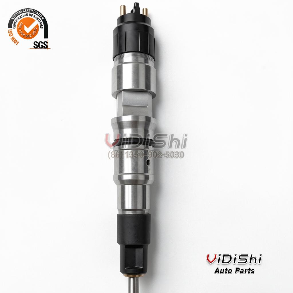 0445120080 Common Rail Injector for Doosan DL06 65104017004A 2 0445120080 injector standing upright with the nozzle tip down