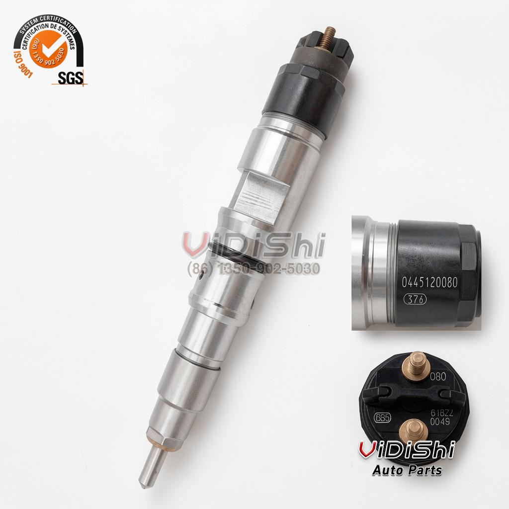 0445120080 Common Rail Injector for Doosan DL06 65104017004A 3 0445120080 injector with inset views of the etched number and valve face markings