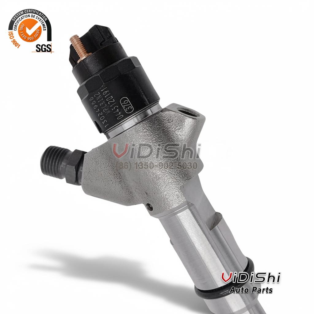 All Products 7 Close view of the black cap of a 0445120150 injector showing the etched number 0445120150 among production codes
