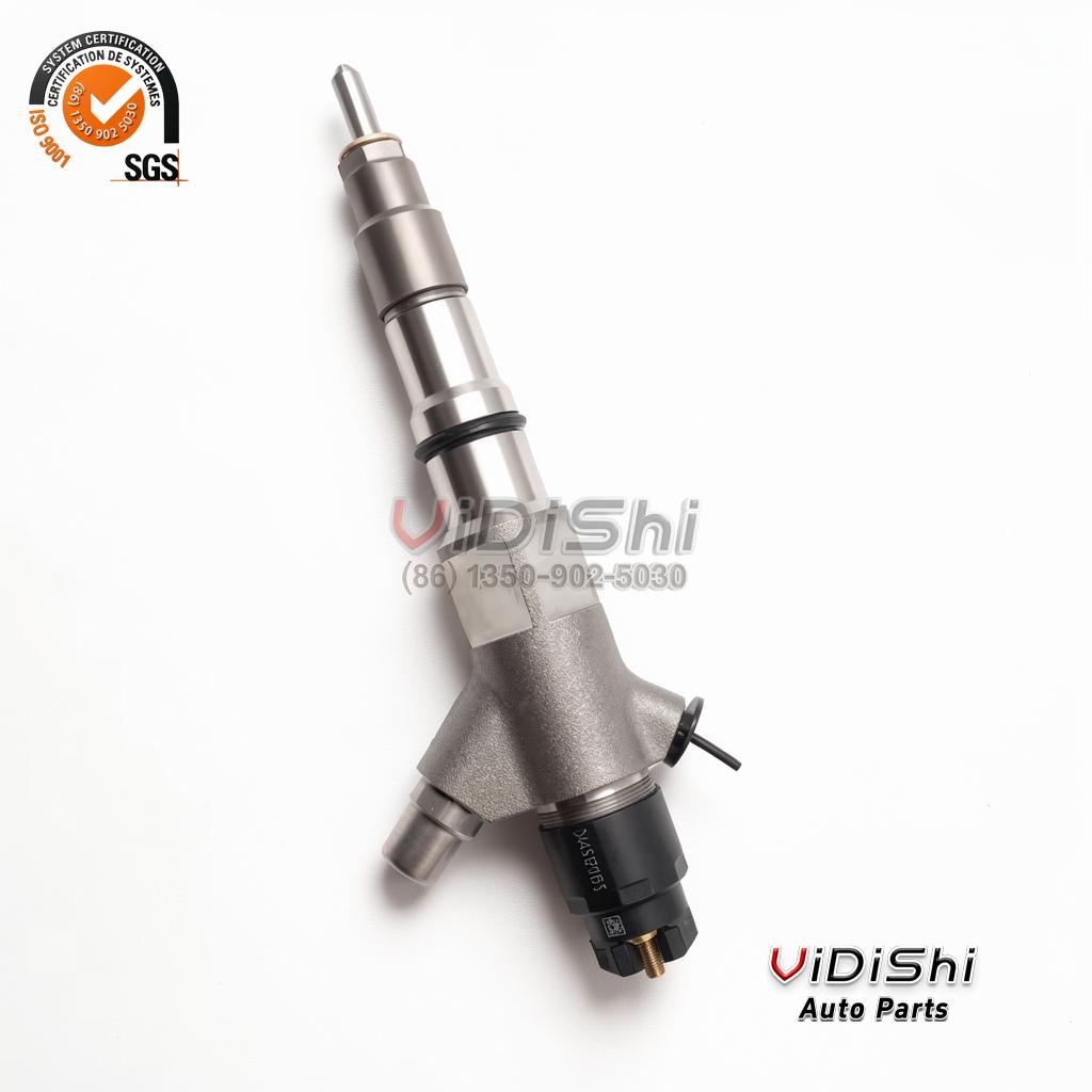 0445120150 Common Rail Injector CRIN2 for Weichai WP6 2 Full side profile of a 0445120150 injector from the solenoid cap to the nozzle tip