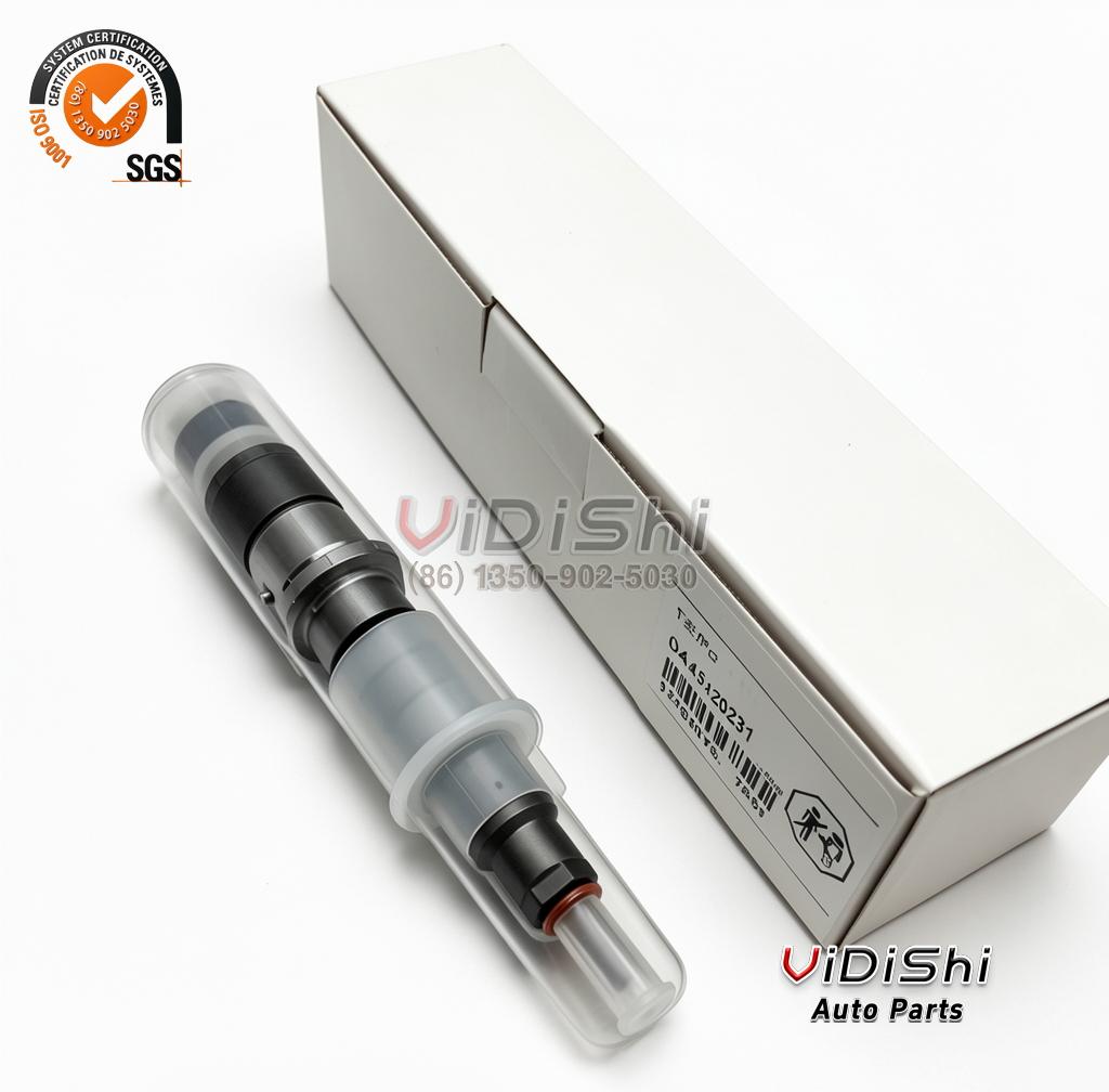 All Products 10 A 0445120231 injector sealed in its clear protective tube beside its box