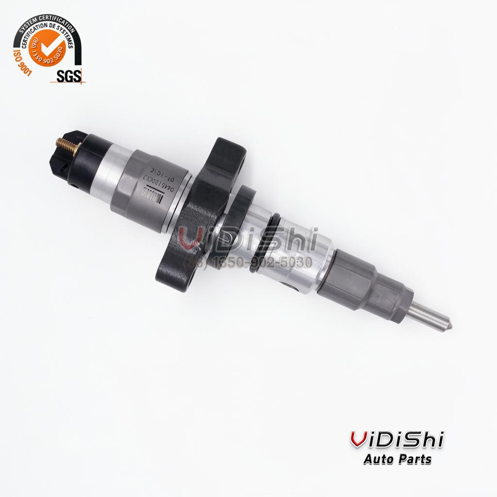 All Products 9 A 0445120296 injector with its square cast mounting flange and etched flange codes in view