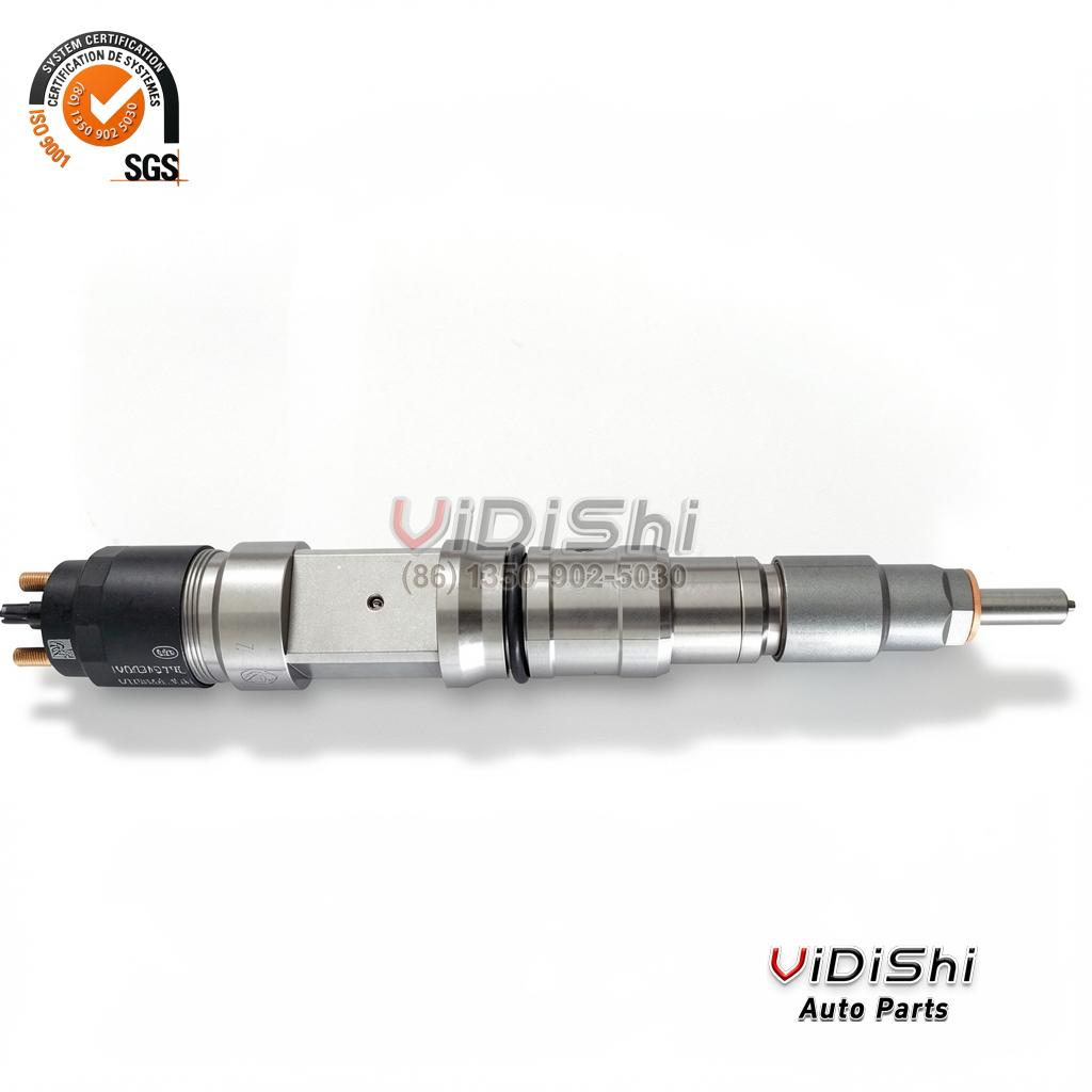 All Products 8 A 0445120296 injector shown whole from the solenoid cap to the nozzle tip with the copper washer in view