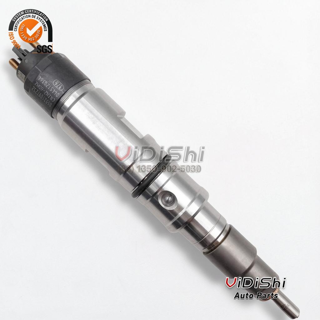 0445120364 Common Rail Injector CRIN2 for Renault 3 Close view of the black cap of a 0445120364 injector with 0445120364 etched on the face