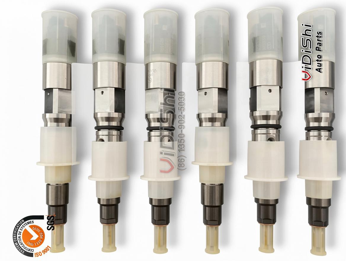0445120370 CRIN3 Injector for Dongfeng DDi75 Replacement 6 Six 0445120370 common rail injectors standing side by side for bulk supply