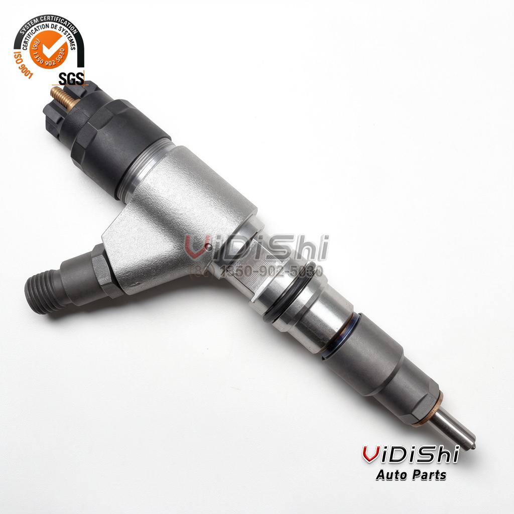 0445120371 CRIN2 Injector for Caterpillar C7.1 Replacement 3 0445120371 injector resting at an angle, body and nozzle tip both in view