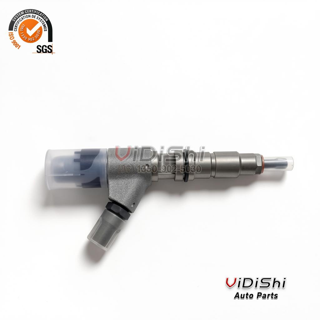 All Products 9 0445120371 injector lying flat with protective caps on both ends