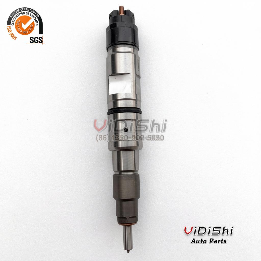 0445120373 Common Rail Injector CRIN2 for Weichai WP10 WP12 2 A 0445120373 injector laid out with a card showing the number 0445120373