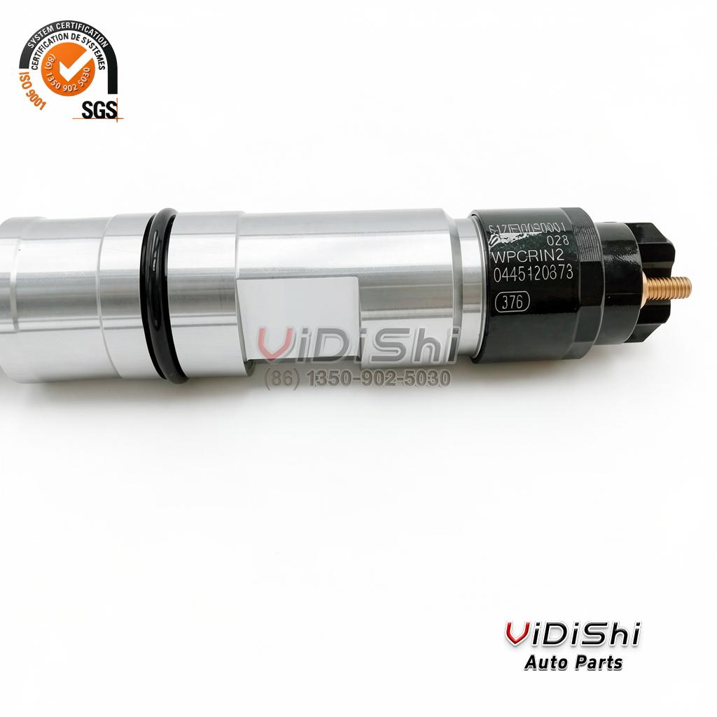 0445120373 Common Rail Injector CRIN2 for Weichai WP10 WP12 4 The solenoid body of a 0445120373 injector etched with WPCRIN2 and 0445120373