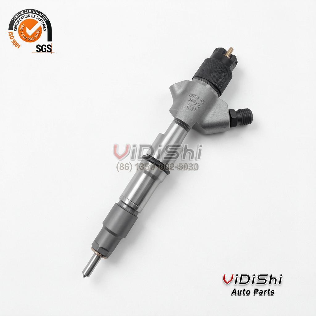 0445120379 Common Rail Injector CRIN2 for Yuchai 2 Full side profile of a 0445120379 injector from the solenoid cap to the nozzle tip