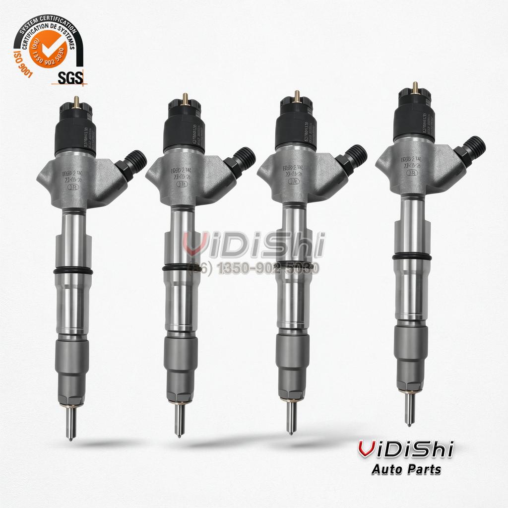 0445120379 Common Rail Injector CRIN2 for Yuchai 6 Close view of the 0445120379 injector nozzle tip with its copper sealing washer in place