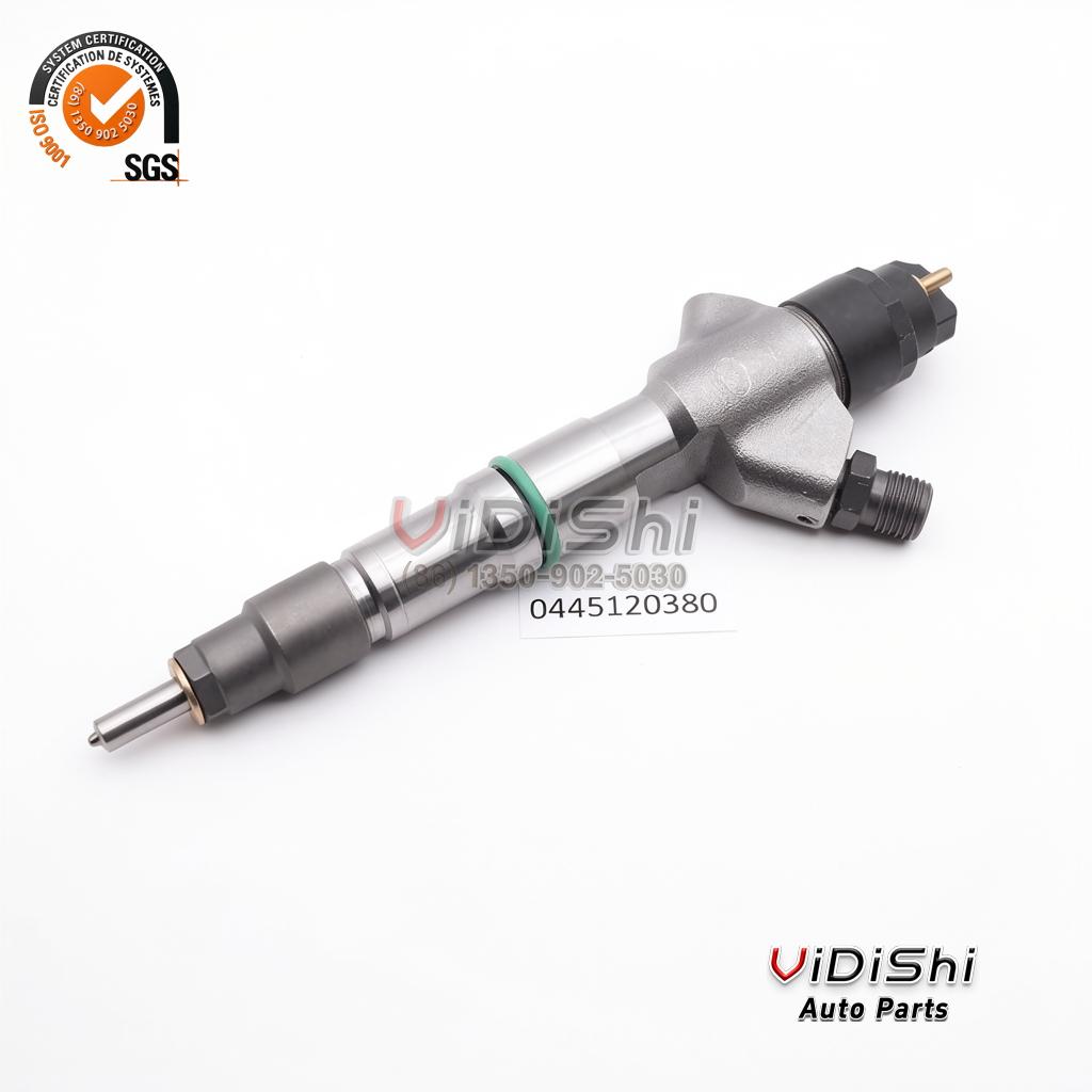 All Products 7 0445120380 injector lying flat in side view with its part number shown