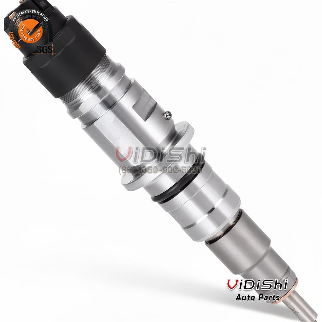 0445120391 CRIN2 Injector Replacement for Bosch, Weichai 612630090055 3 0445120391 common rail injector (Bosch CRIN2-16 reference) — single unit at a 45-degree angle