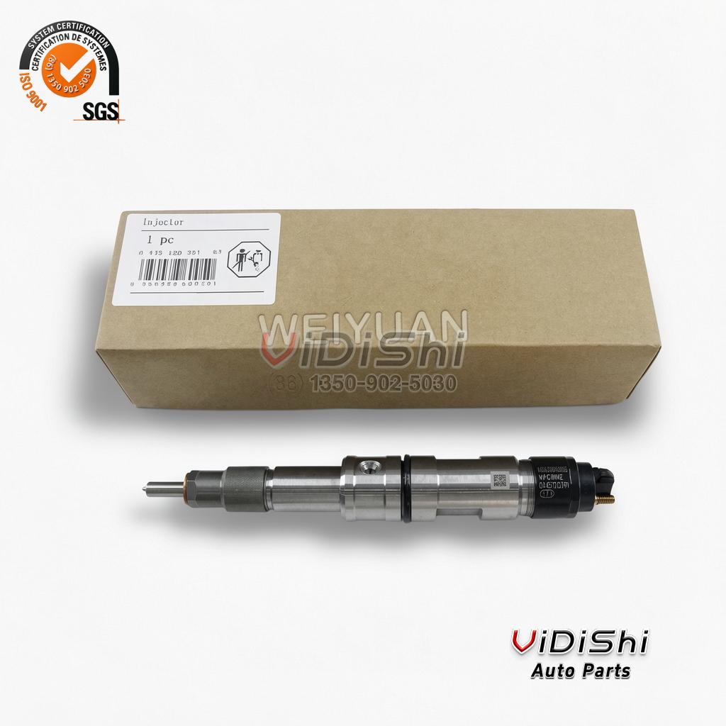 0445120391 CRIN2 Injector Replacement for Bosch, Weichai 612630090055 10 0445120391 common rail injector (Bosch CRIN2-16 reference) — unit beside its carton and 0 445 120 391 label