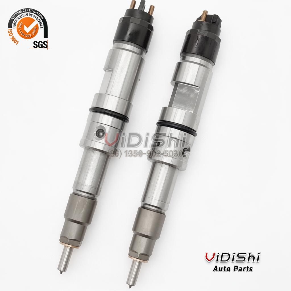 0445120391 CRIN2 Injector Replacement for Bosch, Weichai 612630090055 7 0445120391 common rail injector (Bosch CRIN2-16 reference) — two units side by side, full length