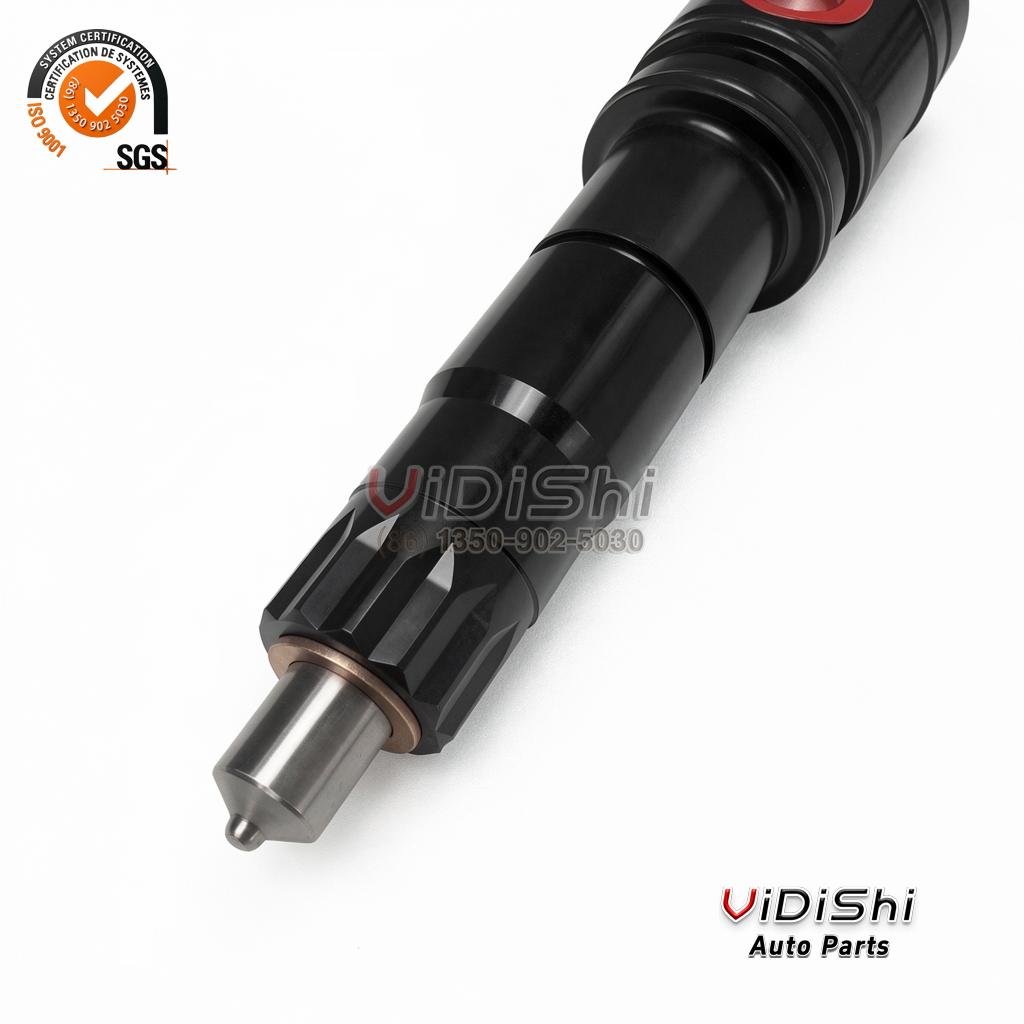 All Products 8 Nozzle end detail of a 323X1003-1 fuel injector, scalloped retaining nut, copper sealing washer and steel needle tip