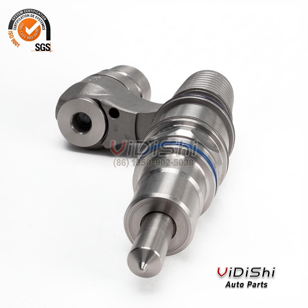 3829644 Unit Injector for Volvo Penta D12 Engine 4 The nozzle end of a 3829644 unit injector, the needle tip projecting from the polished body with the inlet holes above
