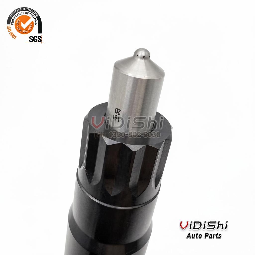 84C603708G2 Fuel Injector for GE 12V250 Locomotive Diesel 5 84C603708G2 fuel injector nozzle tip close up with multi-orifice holes and etched mark