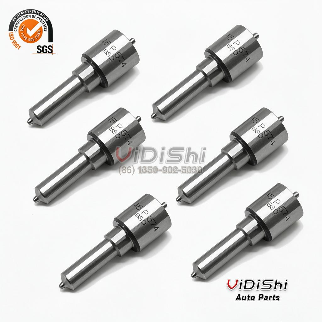 DLLA138P2355 Nozzle Replacement for Bosch 0433172355 4 Six DLLA138P2355 injector nozzles in a row, each stamped 138P2355 on the machined body