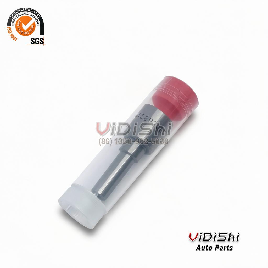 DLLA138P2355 Nozzle Replacement for Bosch 0433172355 3 DLLA138P2355 injector nozzle seated inside a clear protective tube with a red cap