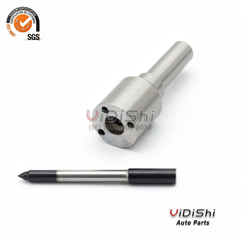 DLLA146P2437 Injector Nozzle Replacement for Bosch 0433172437 2 DLLA146P2437 injector nozzle at an angle above its needle valve laid out separately