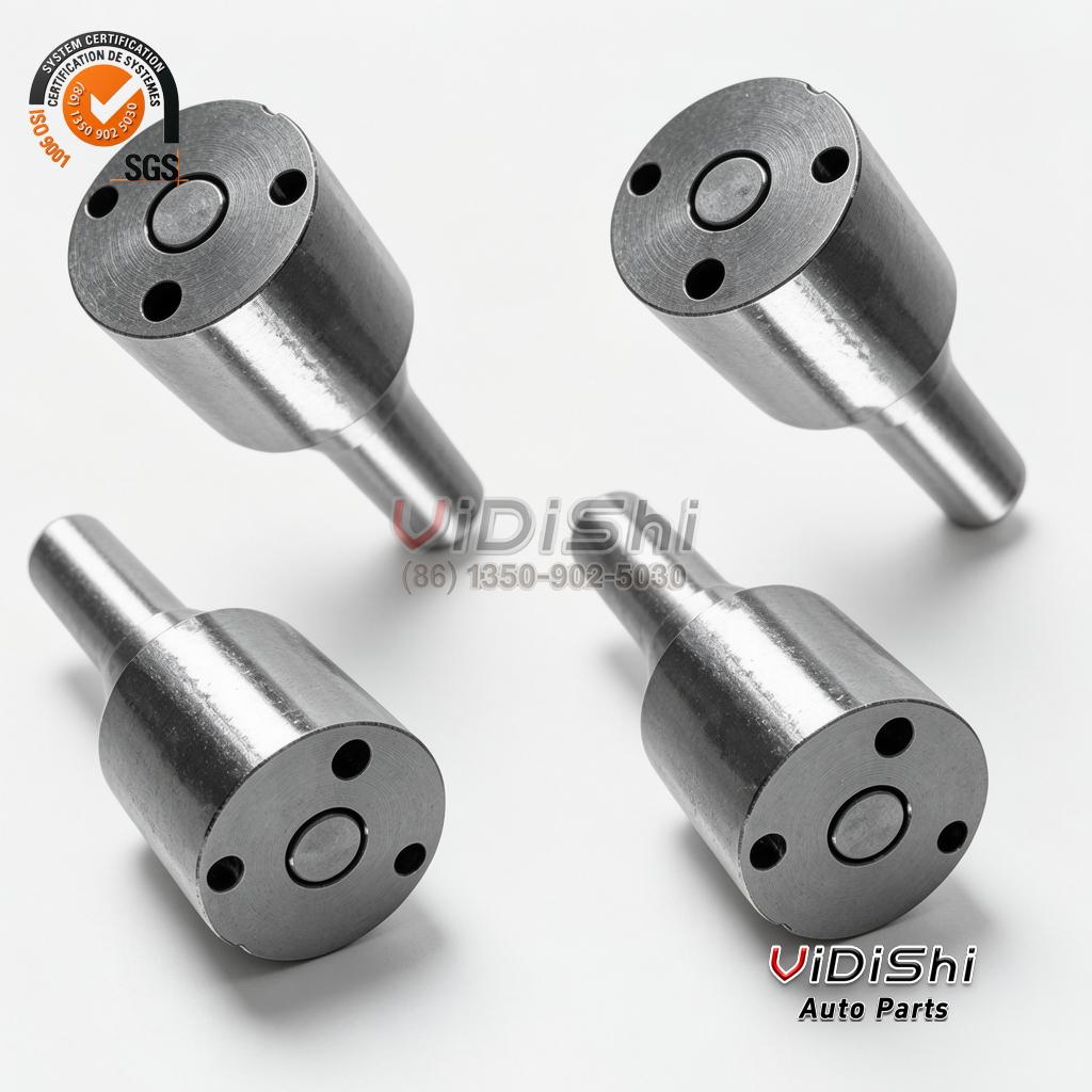 DLLA152P2422 Injector Nozzle for Weichai WP7 Common Rail 5 Four DLLA152P2422 injector nozzles standing with the flange face toward the lens