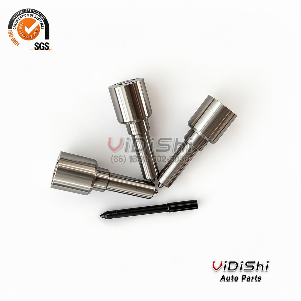 DLLA152P2422 Injector Nozzle for Weichai WP7 Common Rail 3 DLLA152P2422 injector nozzle bodies grouped with a separate needle beside them