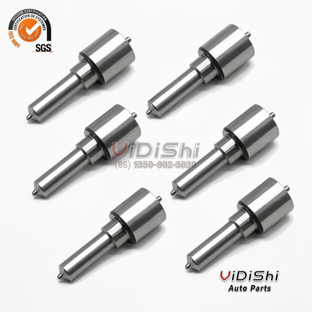 DLLA152P2422 Injector Nozzle for Weichai WP7 Common Rail 6 Six DLLA152P2422 diesel injector nozzles standing upright in a row