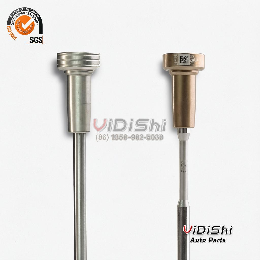 F00VC01338 Common Rail Injector Control Valve for Bosch CRI2 6 Two F00VC01338 control valves standing side by side with a laser marked head on the right