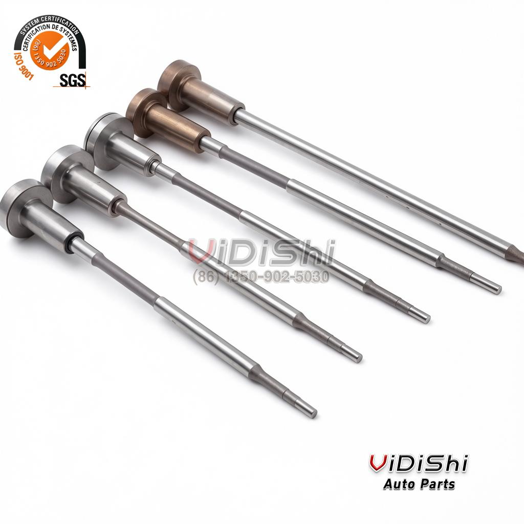 Five F00ZC01305 control valves in a diagonal row showing polished and bronze finish variants