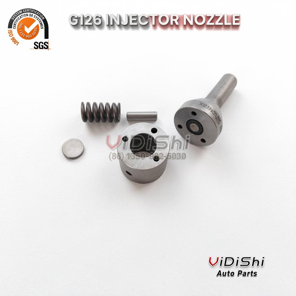 All Products 6 VDS-3126-INJ-NOZZLE Exploded view of the nozzle assembly with spring, spacer, body and pin separated