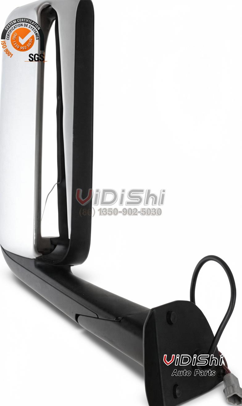 Chrome Truck Door Mirror for Cascadia P4 2018 A22-73907-006 1 Chrome Cascadia door mirror with main and spotter glass