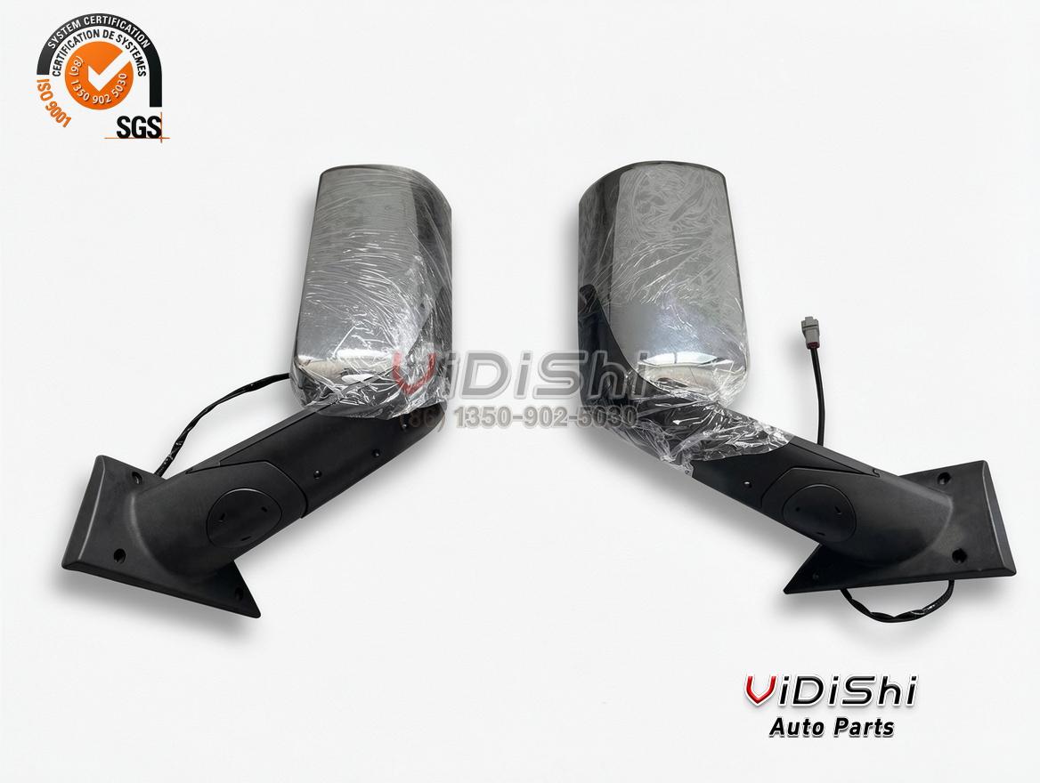 Chrome Truck Side Mirror for Cascadia Power Heated Auto Dimming 4 Chrome truck side mirror pair front view