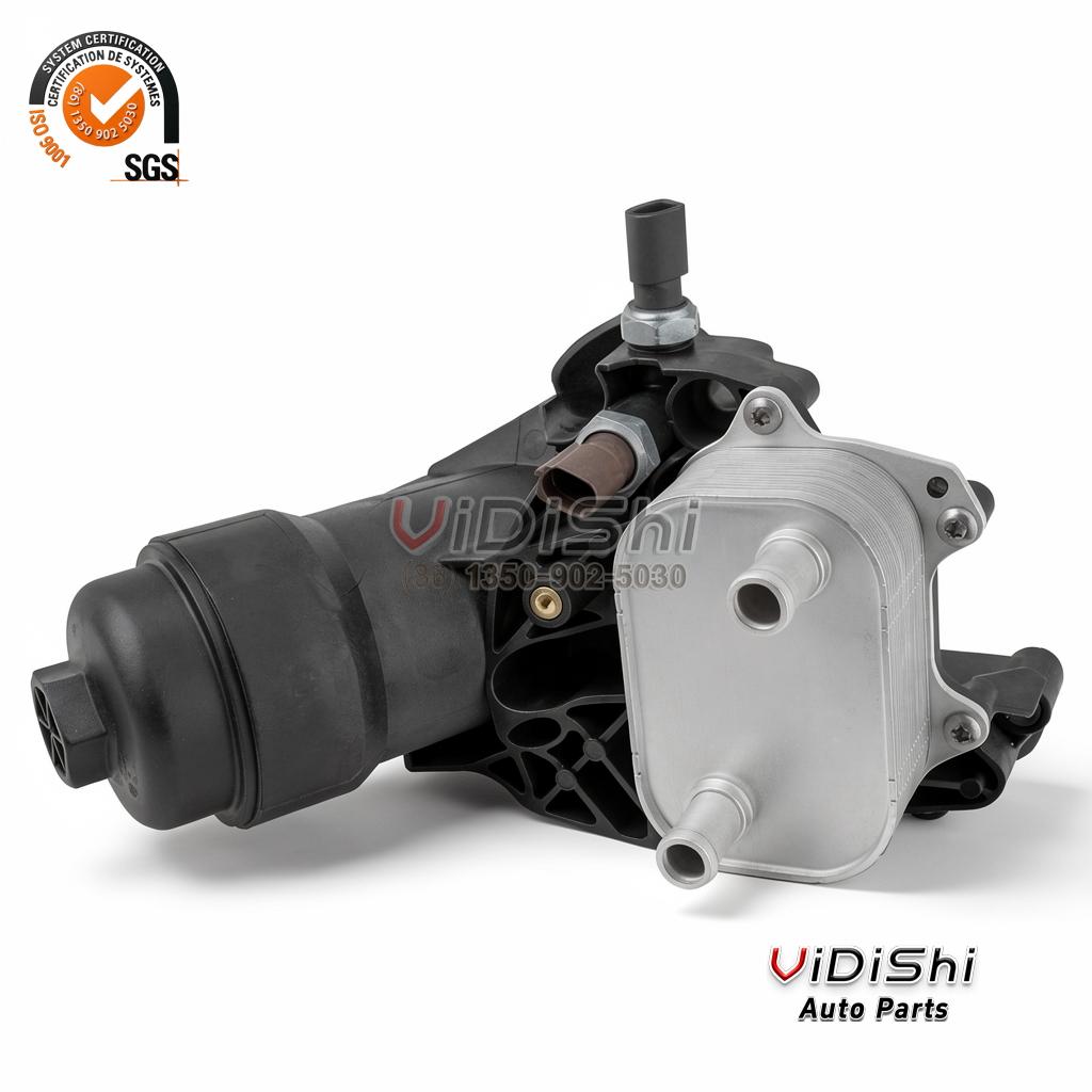 Oil Filter Base Replacement for raceorly for Audi, VW 2 Filterbase-heatexchanger view — Vidishi Auto