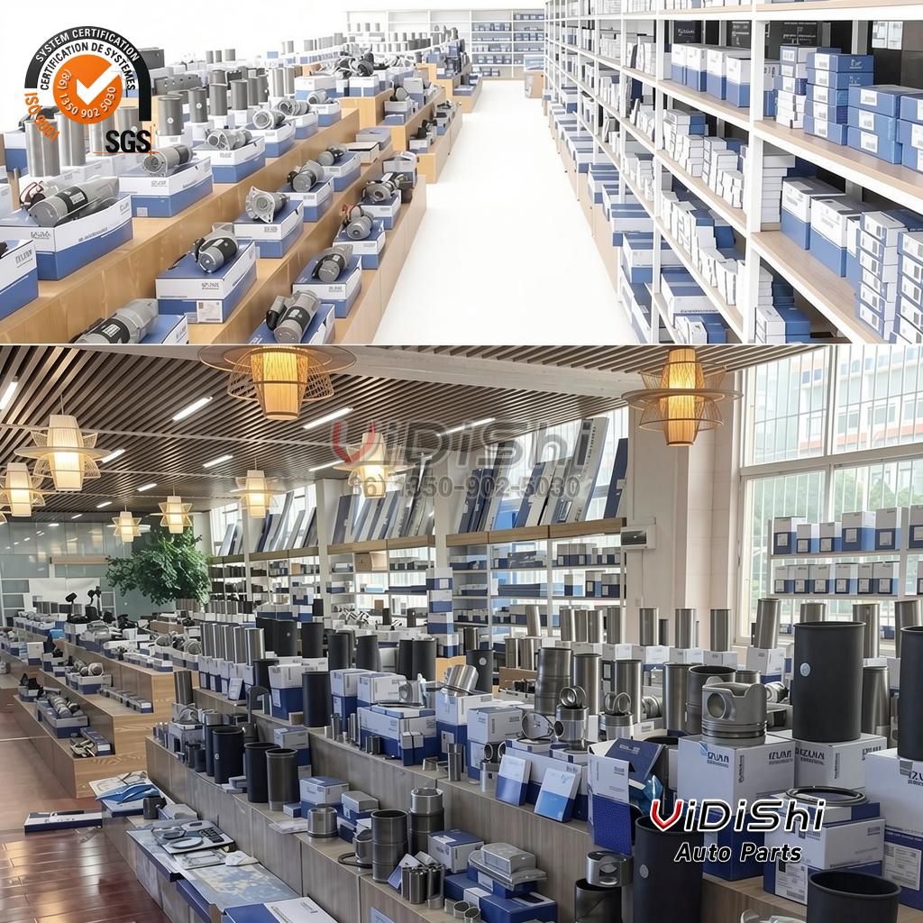 Liner Kit for Toyota 2 Liner, piston and kit stock arranged on showroom shelving