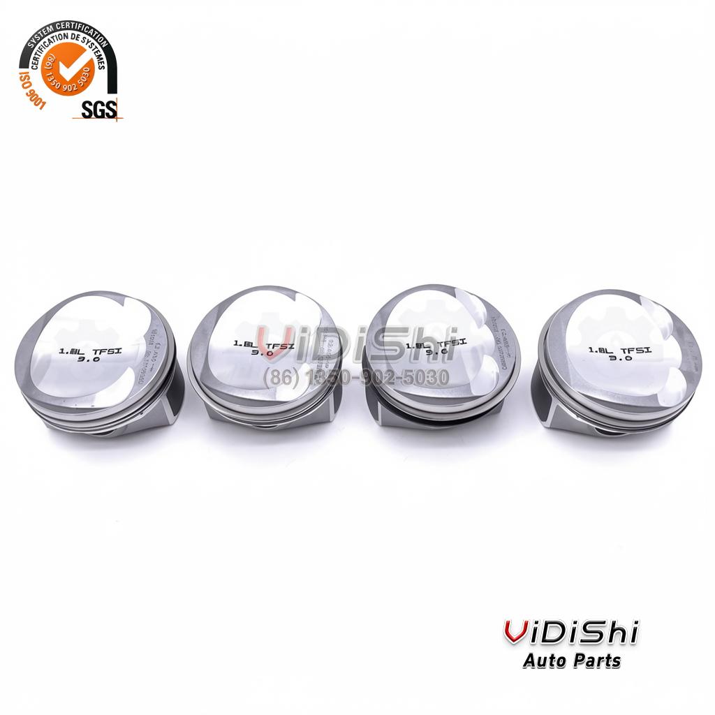 VW 1.8 TSI piston set four crowns marked 1.8L TFSI 06H107065BK