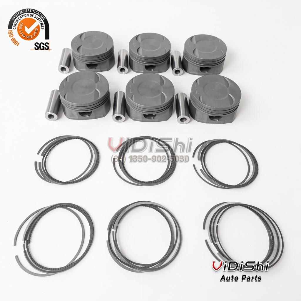 Piston Kit 06L107065R Replacement for EA888 Gen3 2.0T (CGMA 2 Forged pistons with matching ring sets and wrist pins laid out in rows