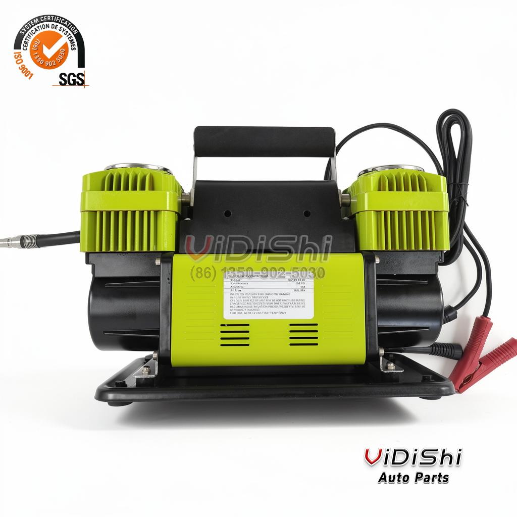 All Products 6 300L/min 4x4 metal air compressor side view with clamps and hose
