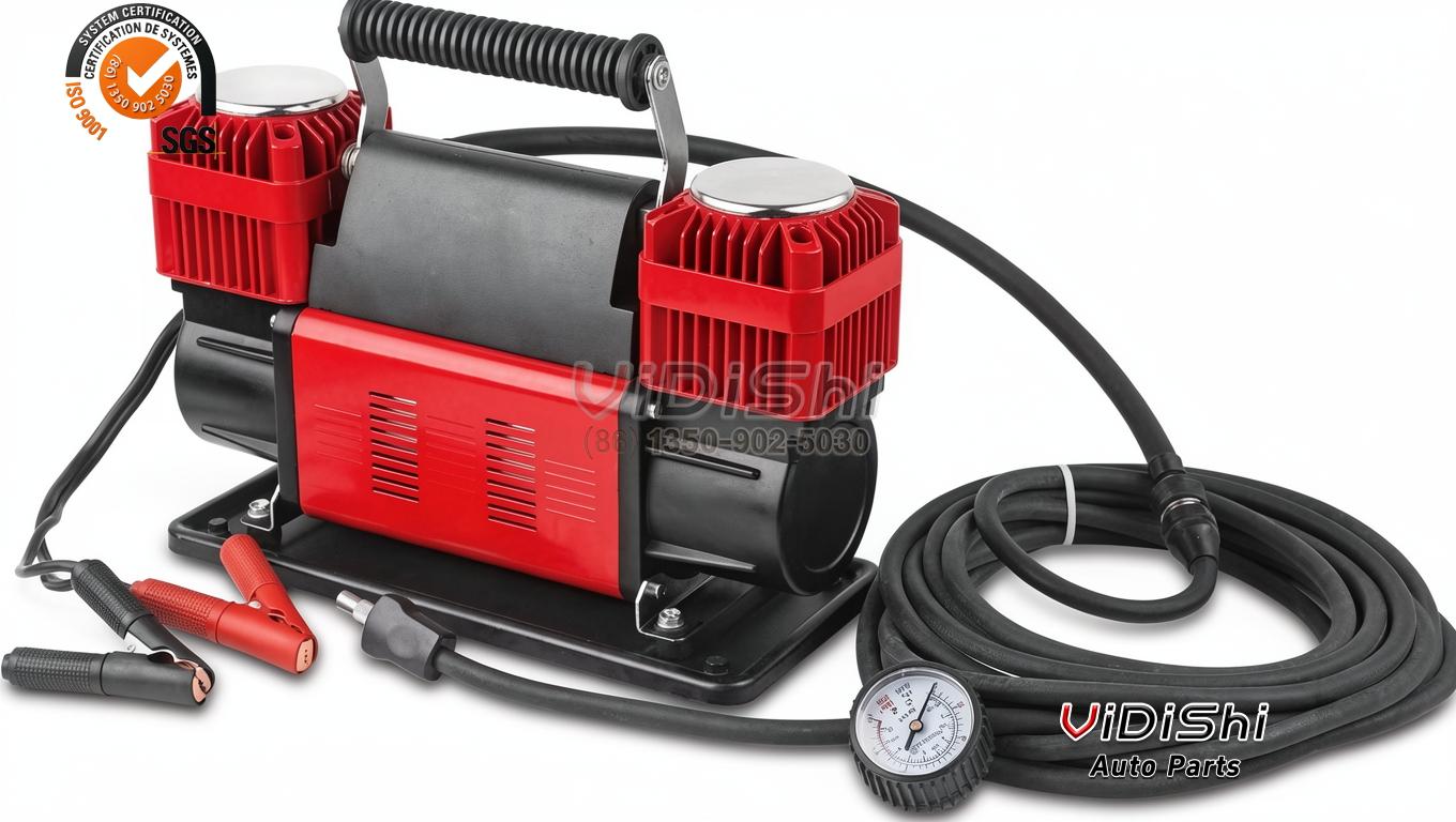 300L/min Digital Display Heavy Duty Tire Inflator 12V 150 PSI 4 300L/min tire inflator with coiled hose, analogue gauge and battery clamps
