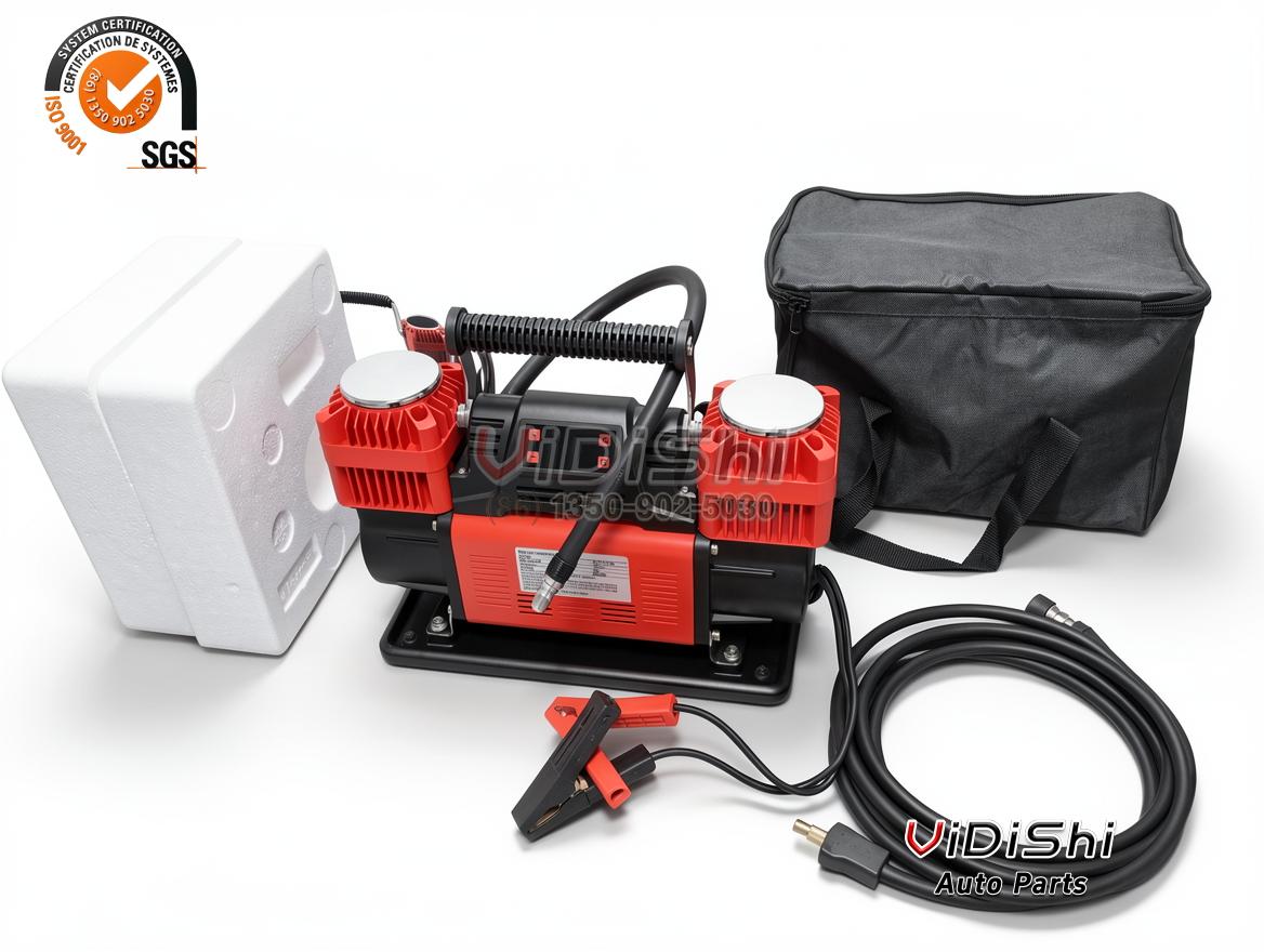 300L/min Digital Display Heavy Duty Tire Inflator 12V 150 PSI 2 300L/min digital tire inflator kit with carry bag, hose, gauge and battery clamps