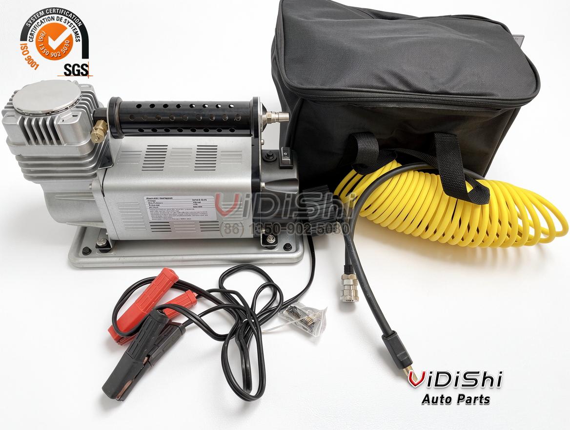 300LSH-MIN cabled double cylinder tire compressor kit with hose and storage bag