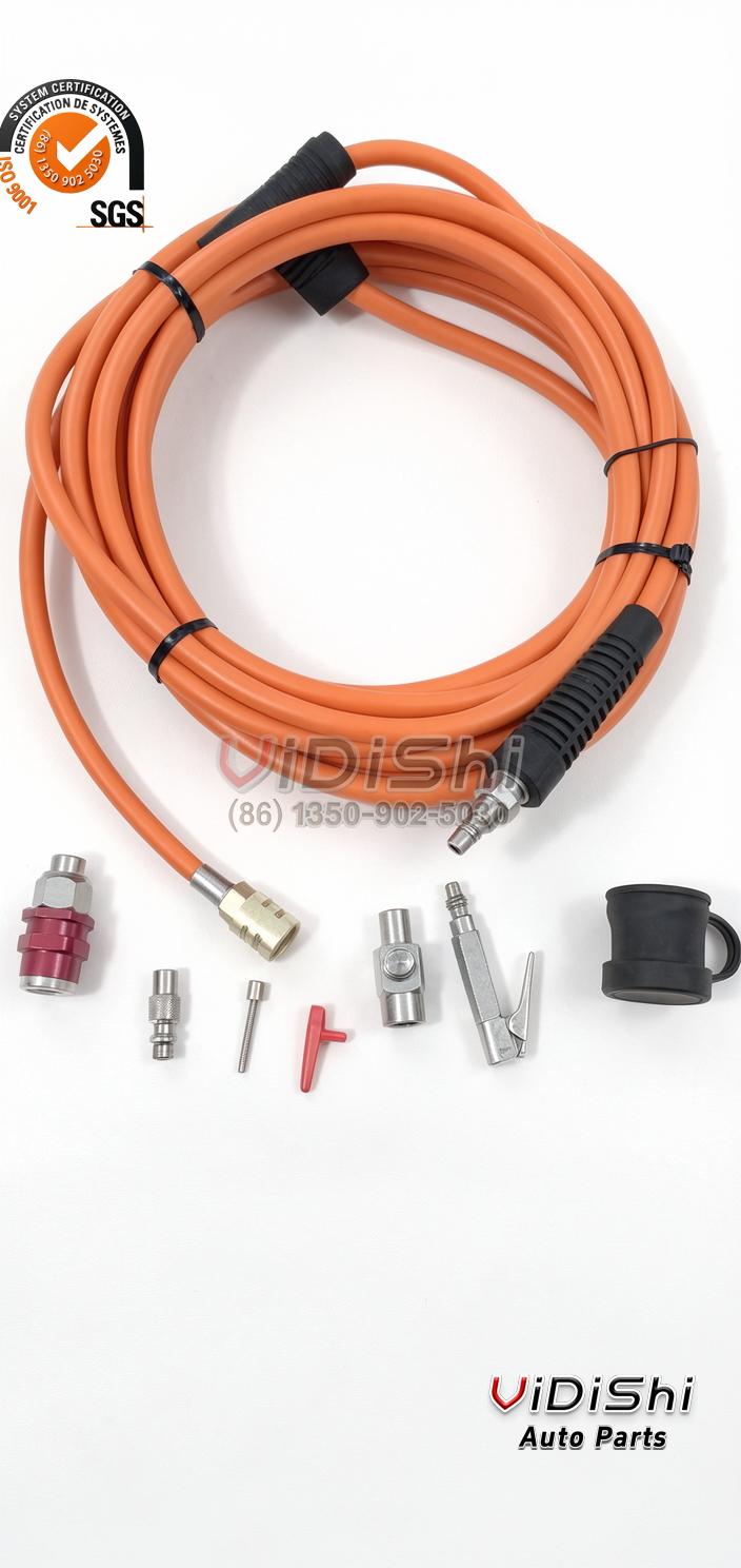 12V 24V Single Cylinder Tire Inflation Air Compressor 2 Air hose and quick-connect accessory fittings for the compressor kit